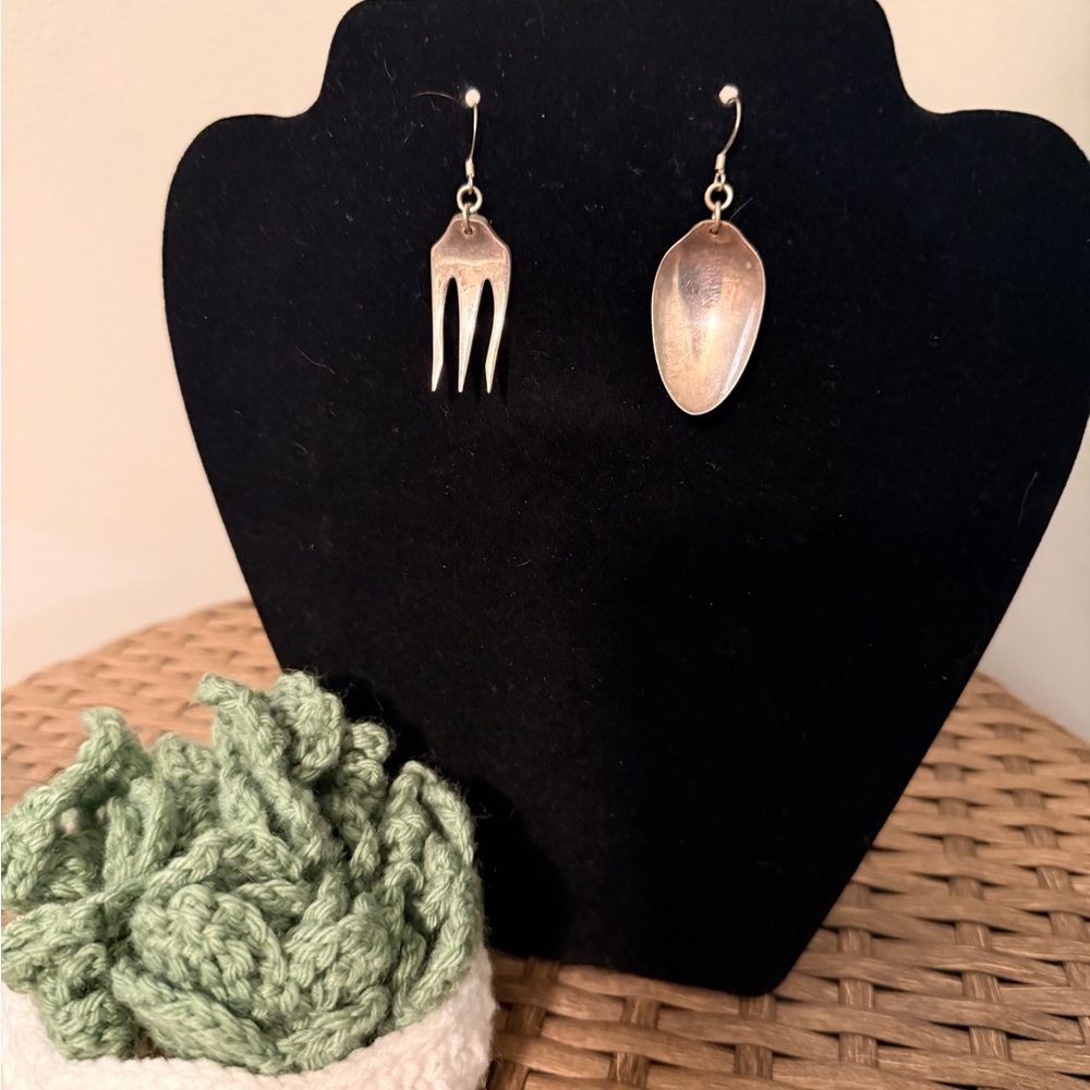 Unique Silver Fork and Spoon Earrings